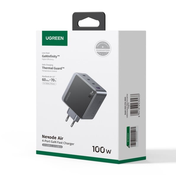 UGREEN Chargeur secteur Nexode S 100W 4 ports - USB-A + 3xUSB-C - Gris (35043) - Achat / Vente Chargeur sur Cybertek.fr - 1
