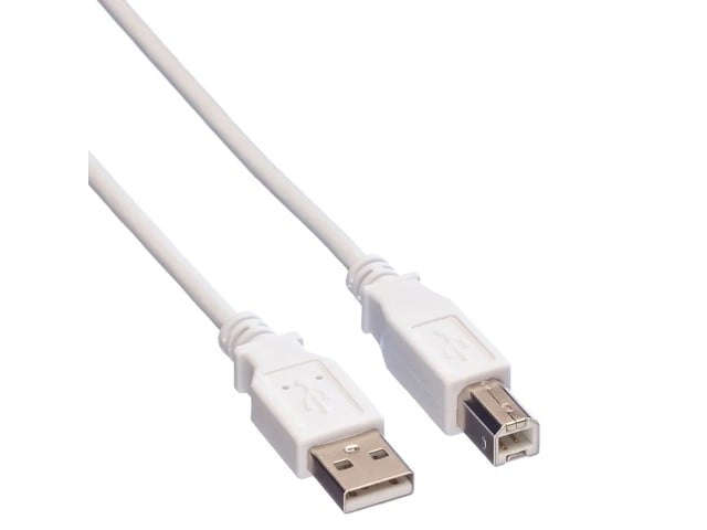 Câble USB-A 2.0 vers USB-B mâle/mâle- 1,8m - Blanc - Connectique PC - 2