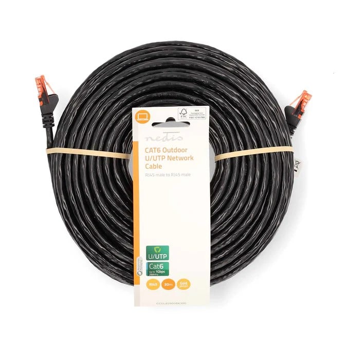 Câble RJ45 Cat6 U/UTP - 30m - Noir - Connectique réseau - 0