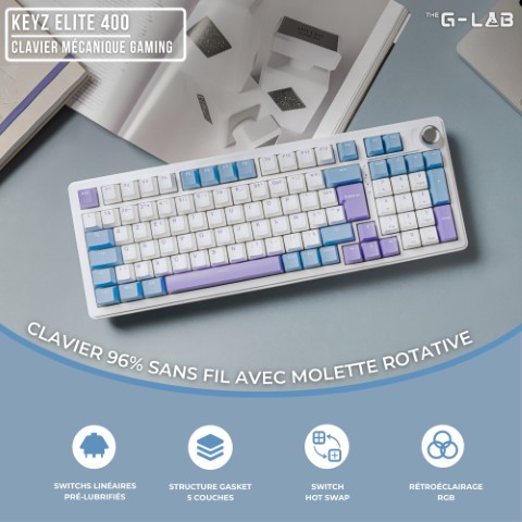 The G-LAB Keyz Elite 400 White Blue - Clavier PC The G-LAB - 2