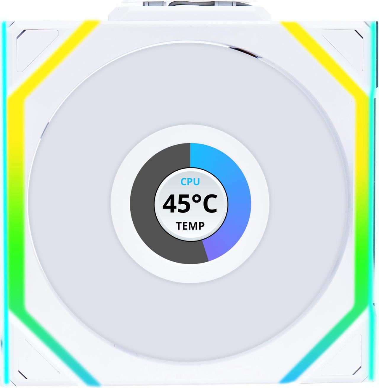 Lian-Li UNI FAN SL Wireless LCD ARGB REVERSE 120mm Blanc - Ventilateur boîtier - 0