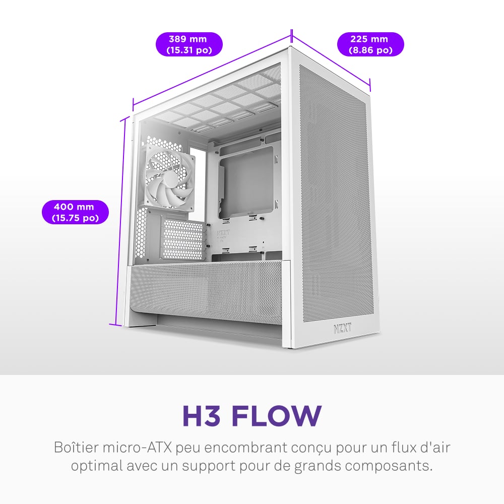 NZXT H3 Flow Blanc Blanc - Boîtier PC NZXT - Cybertek.fr - 5
