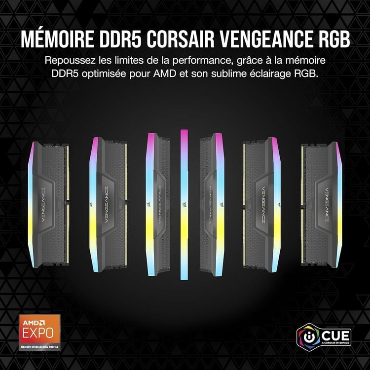 Corsair Vengeance RGB 32Go (2x16Go) DDR5 6000MHz - Mémoire PC Corsair sur Cybertek.fr - 2