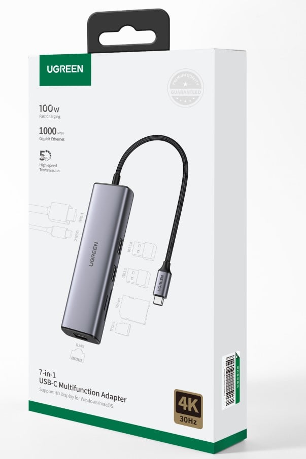 Dock USB-C 7 en 1 - HDMI 4K 60Hz/100W/0,20m/Gris - UGREEN - 1