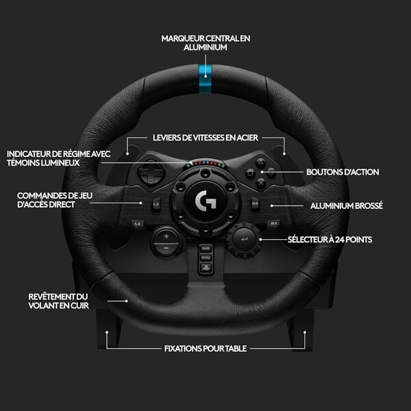 Logitech G923 Racing Wheel & Pedals PC et Playsation Edition (941-000149) - Achat / Vente Volant PC sur Cybertek.fr - 2