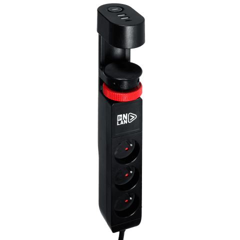 ONLAN Multiprise de bureau à pincer avec USB/USB-C Noir  (MP-AC3-UA2-UC-BK) - Achat / Vente Parasurtenseurs - Multiprises sur Cybertek.fr - 2