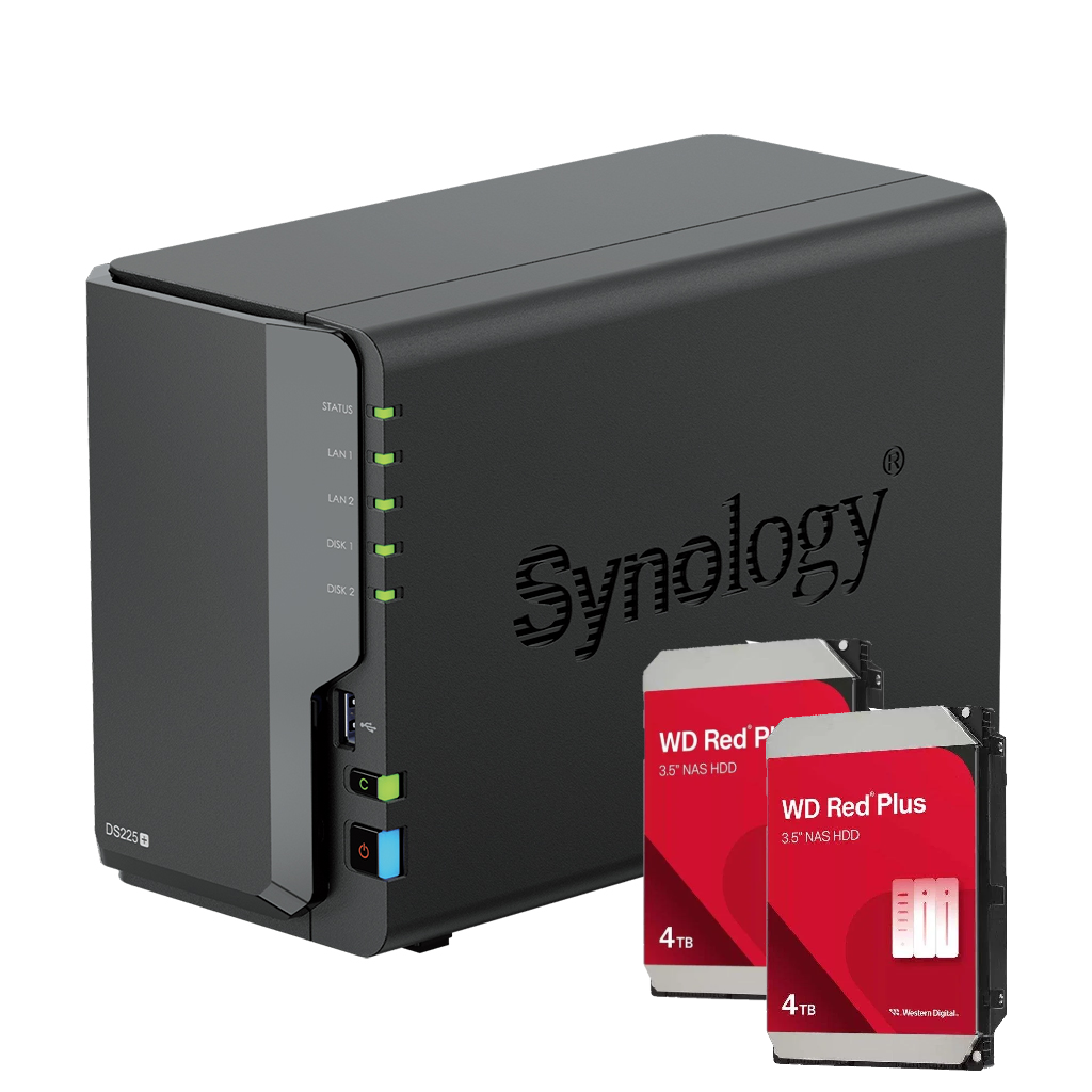 Synology DS225+ - 2 Baies avec 2 disques de 4To RED Plus - Serveur NAS - 0