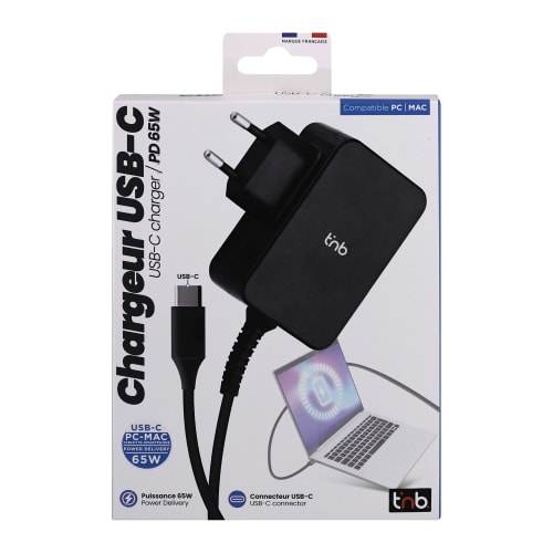 T'nB Chargeur universel 65W - USB-C (CHNBTC65W) - Achat / Vente Chargeur sur Cybertek.fr - 1