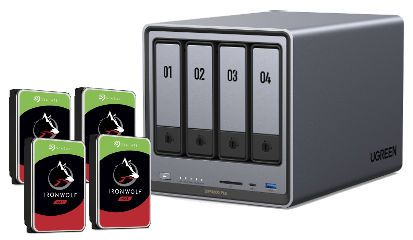 Serveur NAS UGREEN DXP4800 Plus - 4 Baies avec 4 disques de 12To Cybertek