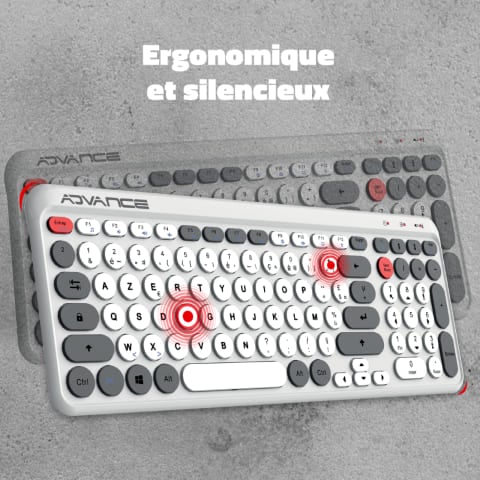 Advance ERGOSTYLE COMBO sans fil RF/Silencieux/Blanc Gris - Pack Clavier/Souris - 4