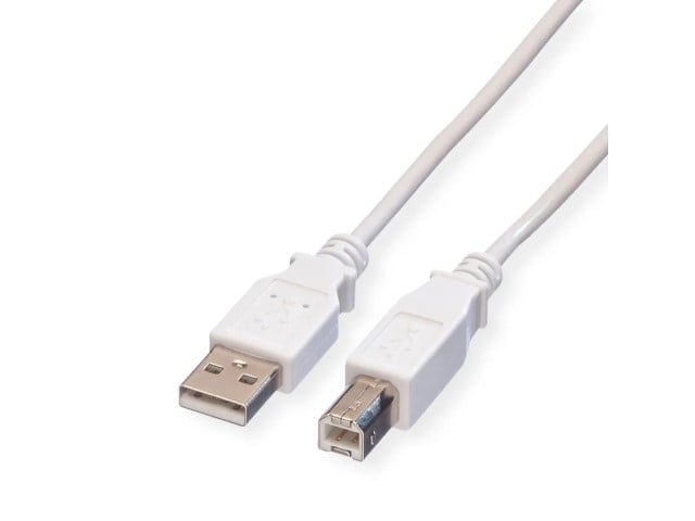 Connectique PC VALUE Câble USB-A 2.0 vers USB-B mâle/mâle- 1,8m - Blanc Cybertek