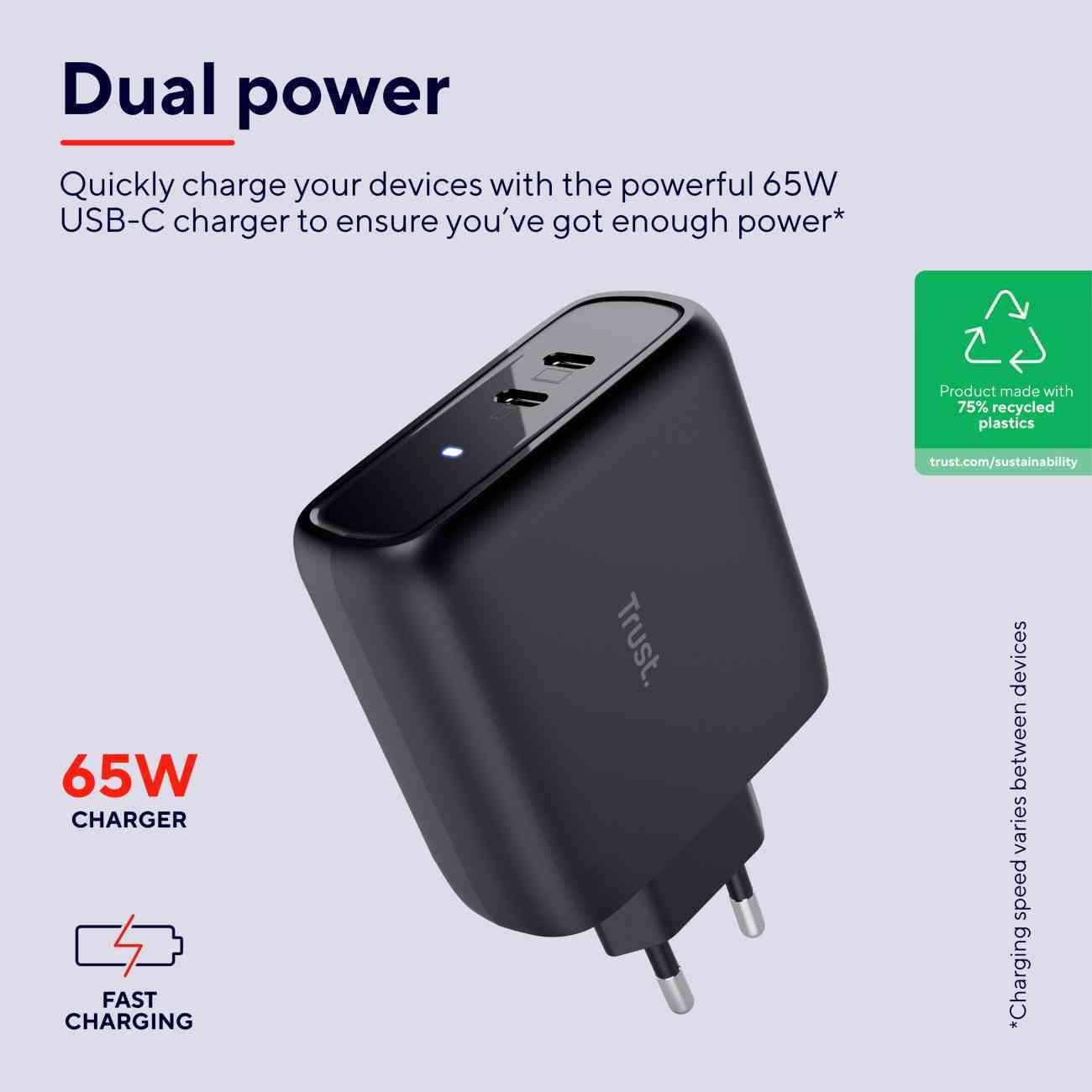 Trust Chargeur universel MAXO 65W - 2 ports USB-C (25380) - Achat / Vente Chargeur sur Cybertek.fr - 7