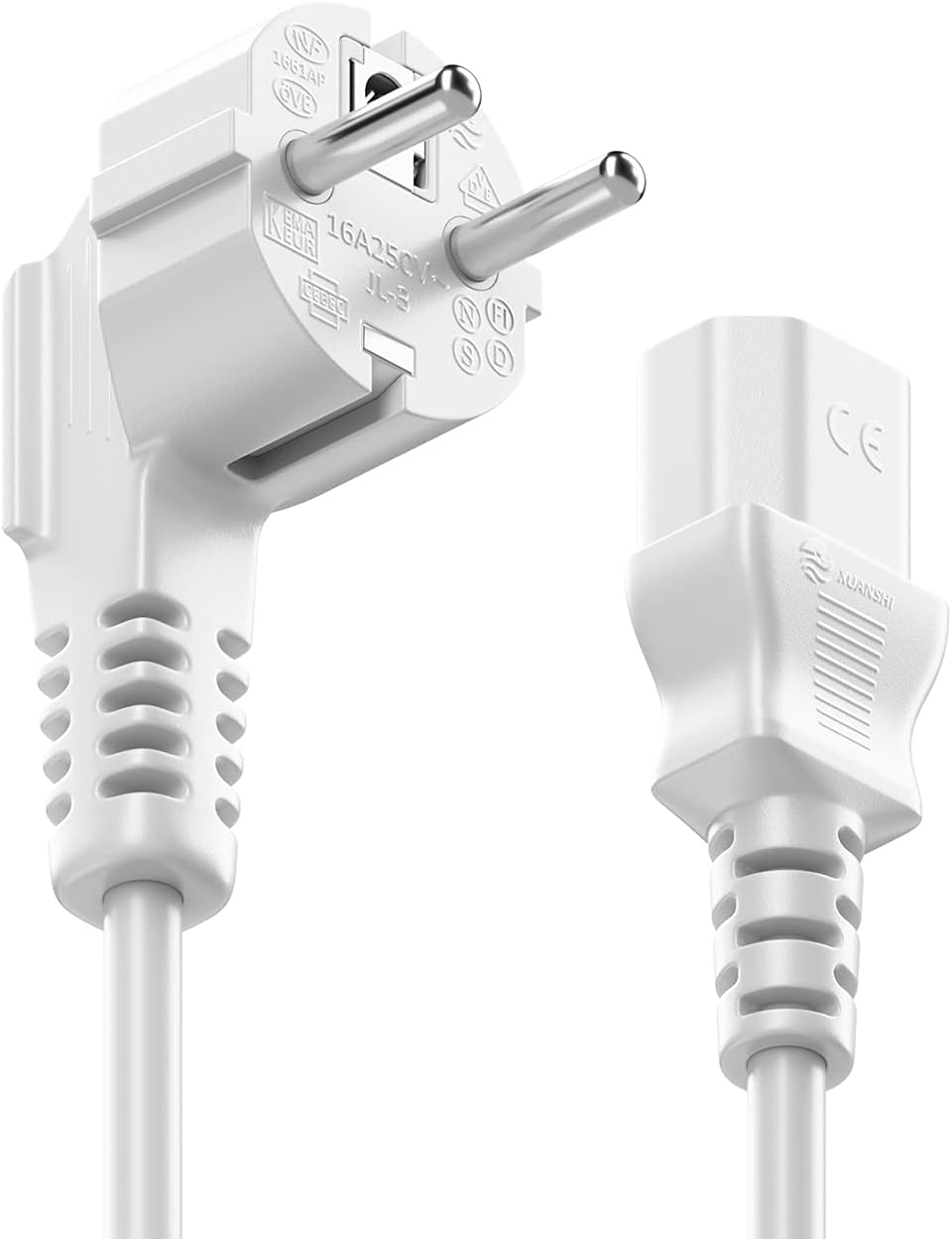 Câble d'alimentation (CEE 7 vers C13) - 2m Blanc - Connectique PC - 2