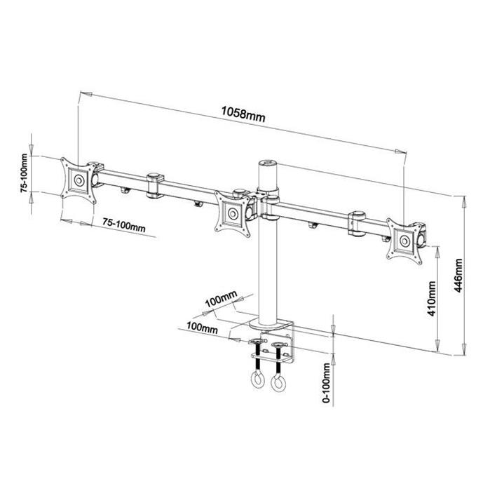 3 écrans 13"- 20" fixation bord/travers table - Accessoire écran - 1