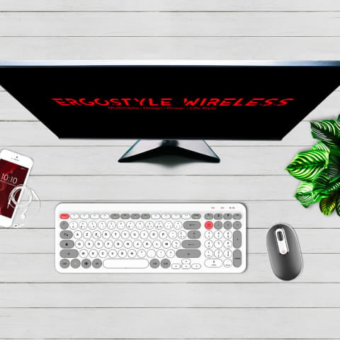 Advance ERGOSTYLE COMBO sans fil RF/Silencieux/Blanc Gris - Pack Clavier/Souris - 7