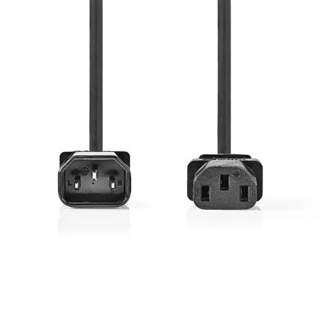 Rallonge IEC C14 vers IEC C13 - 2m - Noir - Connectique PC - 1