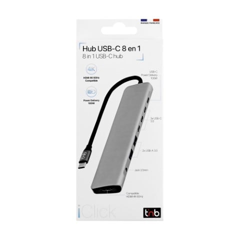 T'nB iClick Hub USB-C/8 ports/Gris - Hub T'nB - Cybertek.fr - 2