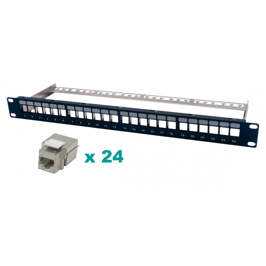 MCL Samar Kit panneau Noir + embases Cat 6 blindées - 24 ports (PB-UNI6/24BN) - Achat / Vente Réseau divers sur Cybertek.fr - 0