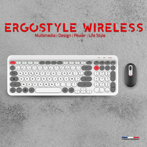 Advance ERGOSTYLE COMBO sans fil RF/Silencieux/Blanc Gris - Pack Clavier/Souris - 6