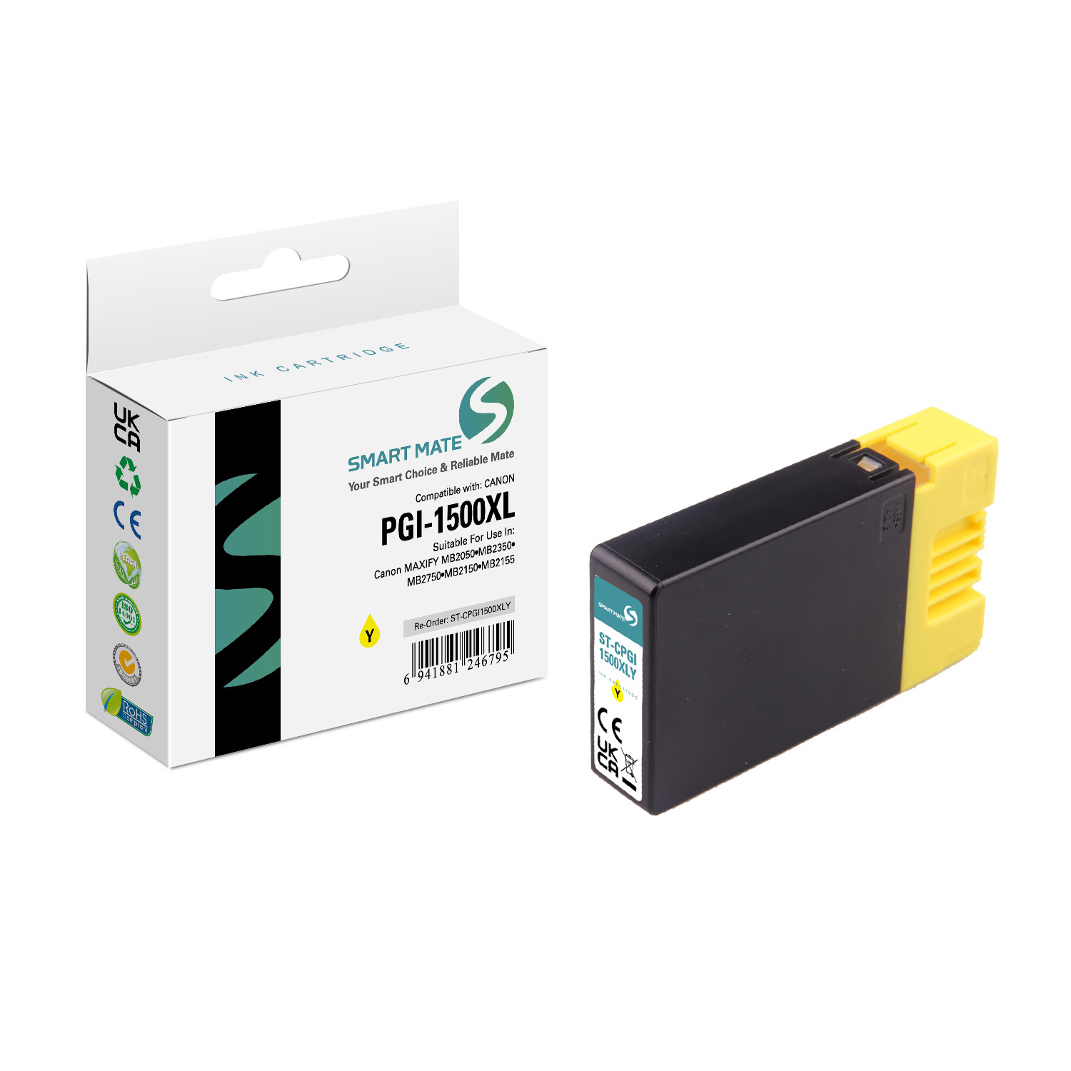 Cartouche PGI-1500XLY Jaune pour imprimante Jet d'encre Compatible Canon - 0