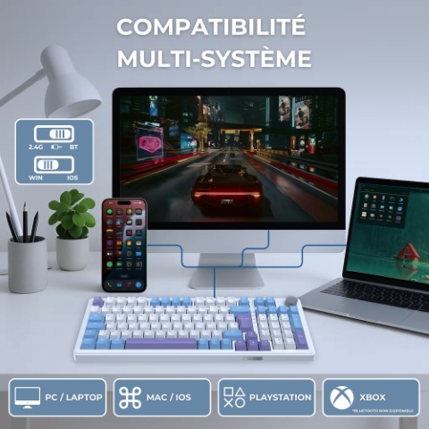 The G-LAB Keyz Elite 400 White Blue - Clavier PC The G-LAB - 1