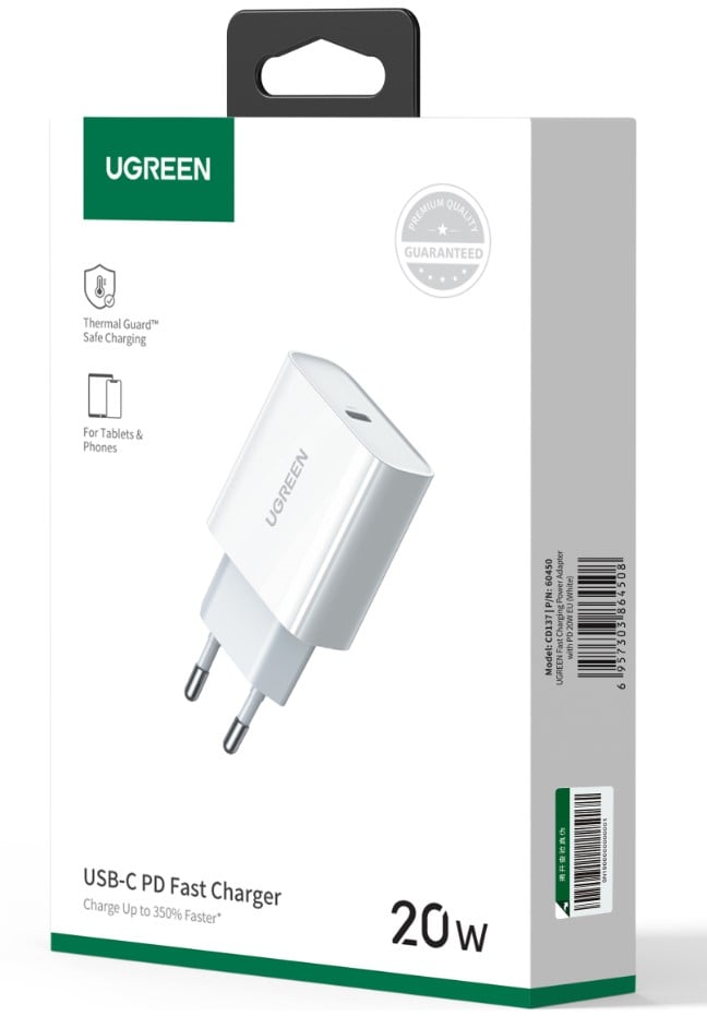 UGREEN Chargeur secteur 20W - USB-C - Blanc (CD137) - Achat / Vente Chargeur sur Cybertek.fr - 1