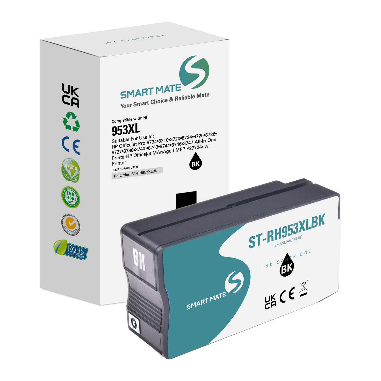 Cartouche 953XL haute capacité Noire pour imprimante Jet d'encre Compatible HP - 0