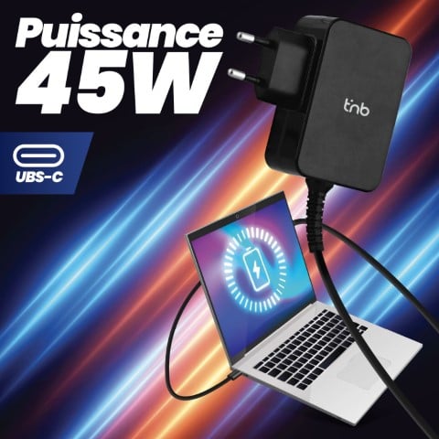 T'nB Chargeur universel USB-C - 45W - 1.8m - Noir (CHNBTC45W) - Achat / Vente Chargeur sur Cybertek.fr - 3