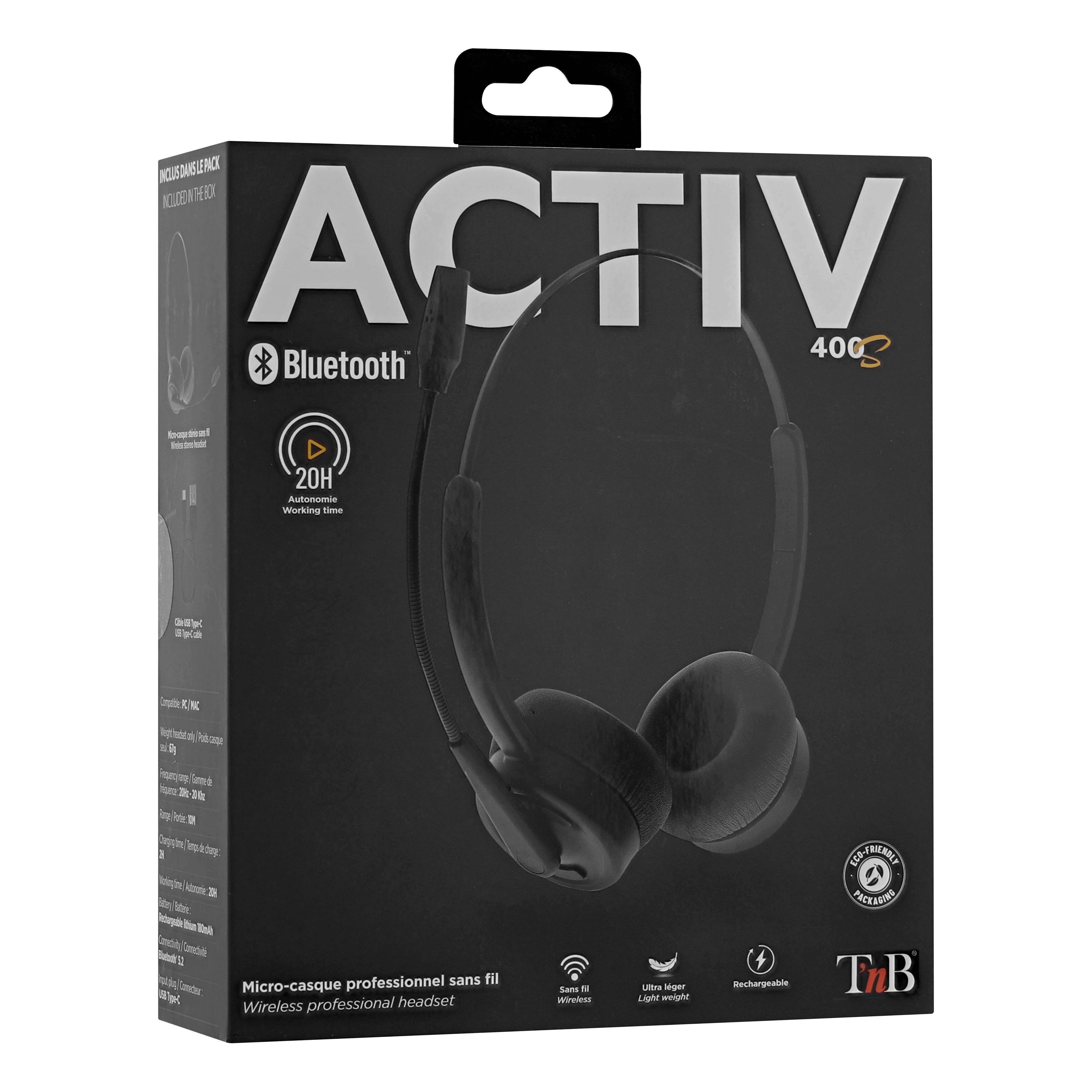 T'nB Activ 400S Stereo Noir - Micro-casque - Cybertek.fr - 0