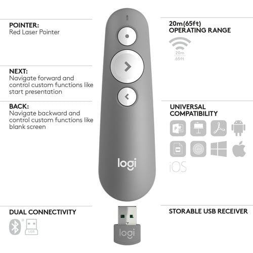 Logitech R500 Laser Presentation Remote Grey (910-006520) - Achat / Vente Vidéoconférence sur Cybertek.fr - 4
