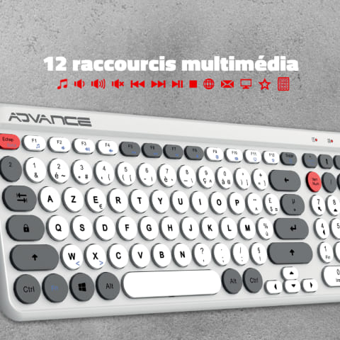 Advance ERGOSTYLE COMBO sans fil RF/Silencieux/Blanc Gris - Pack Clavier/Souris - 2