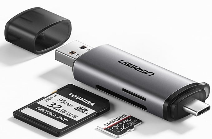 UGREEN USB-C + USB 3.0/Lecteur SD/MicroSD/512G/Gris - Lecteur carte mémoire - 0