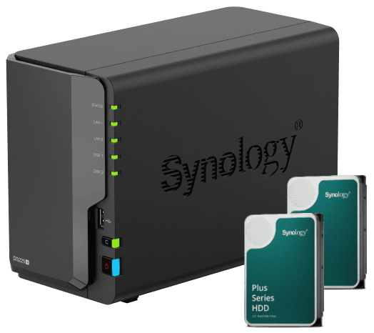 Serveur NAS Synology DS225+ - 2 Baies avec 2 disques de 4To HAT3300-4T Cybertek