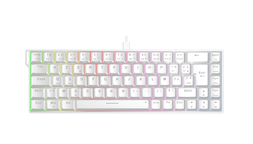 The G-LAB Keyz Titanium HE 65% -Magnétique/Filaire/RGB/Blanc - Clavier PC - 6